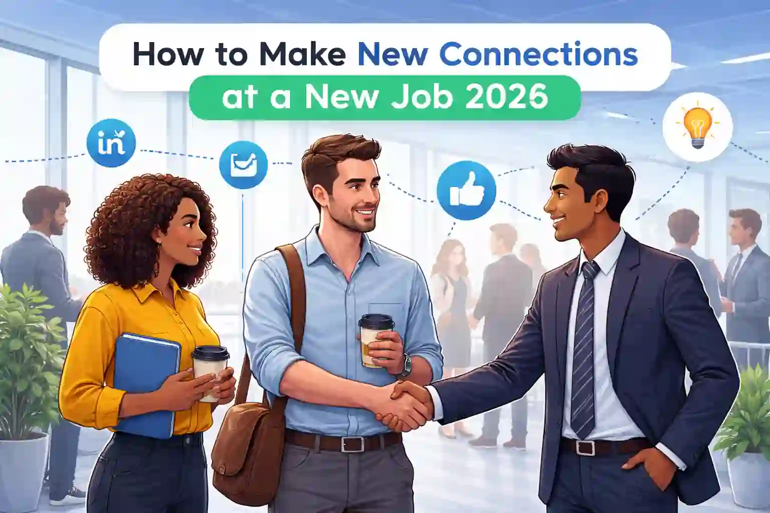 a man cheering with other man in office how to make new connection in office