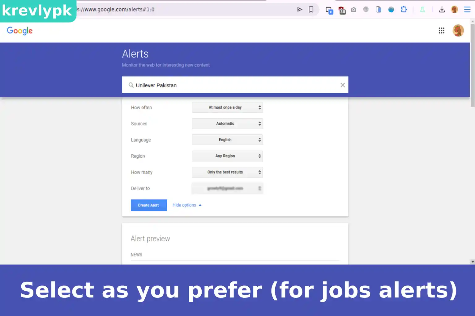 select-your-prefercenes best preferences of google alerts for job seekers 2026